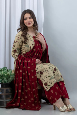 CHANDAFEB Women Kurti Palazzo Dupatta Set