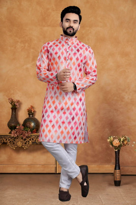 Kunj Creation Men Embroidered A-line Kurta(Multicolor)