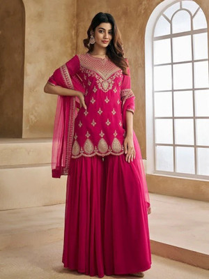 TVASMI Embroidered Kurta, Sharara & Dupatta Set