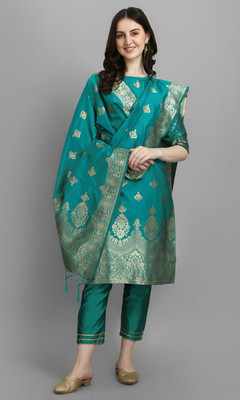 Sundhaji Trends Printed Kurta, Palazzo & Dupatta Set