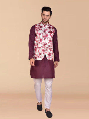 PRINTCULTR Men Kurta Pyjama Ethnic Jacket Set