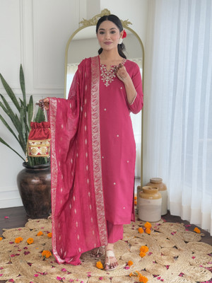 Krisio Embroidered Kurta, Trouser/Pant & Dupatta Set
