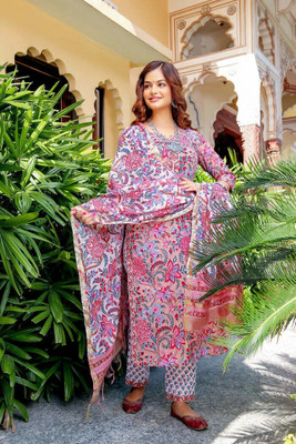 ShopGlobal Printed Kurta, Sharara & Dupatta Set