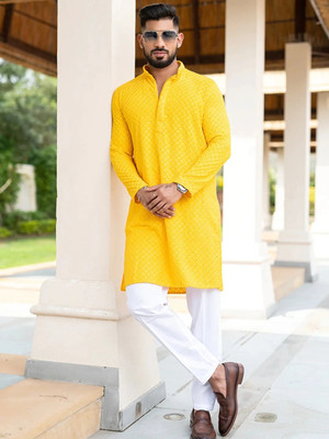 CRYSTALREVENUE Men Kurta Pyjama Set
