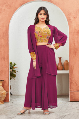 THUMMAR HOUSE Women Kurta Sharara Ethnic Jacket Set