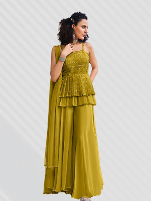SANCIA Women Ethnic Top Palazzo Dupatta Set