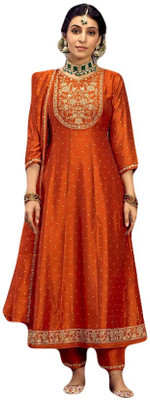 Azra Designer Studio Anarkali Gown(Orange)