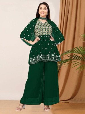 parrot creation Women Ethnic Top Sharara Set
