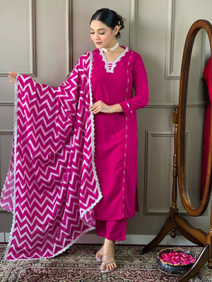 SHREE KSHETRAPAL CREATION Embroidered Kurta, Trouser/Pant & Dupatta Set
