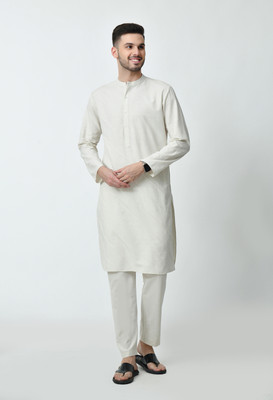 Ambi Men Solid Straight Kurta(White)