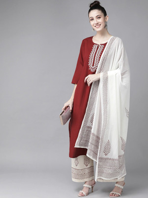 GRACE N GLAMOUR Women Kurti Palazzo Dupatta Set