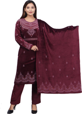WOOLVALLEY Women Kurti Pant Dupatta Set