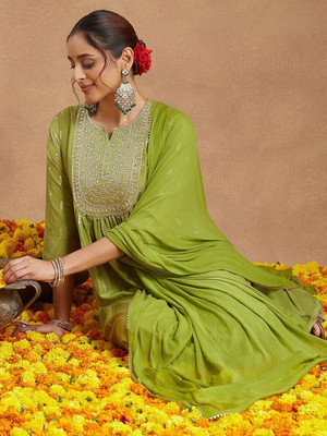 Janasya Women Kurti Pant Dupatta Set