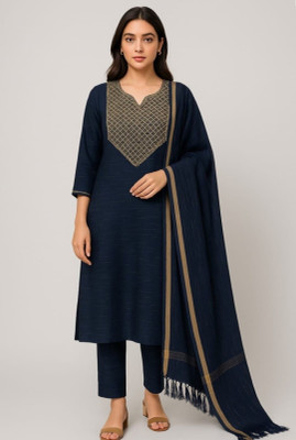 ZR Clothes Embroidered Kurta, Trouser/Pant & Dupatta Set