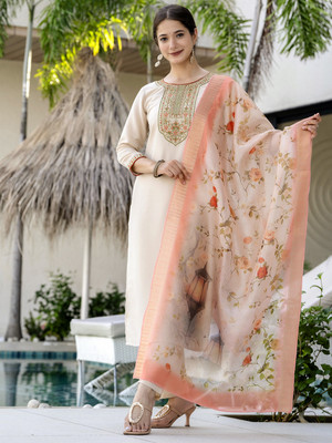 SDK Fashion Embroidered Kurta, Trouser/Pant & Dupatta Set