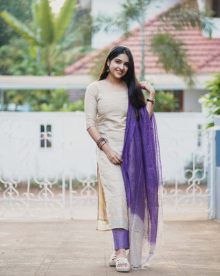Tasrika Solid Kurta, Trouser/Pant & Dupatta Set