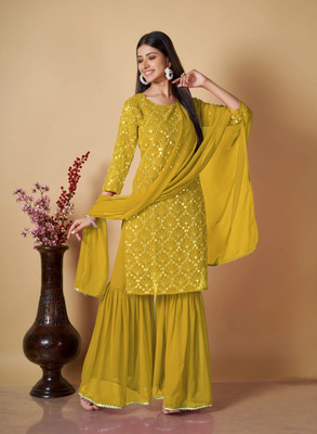 Balveer Creation Women Kurta Sharara Dupatta Set