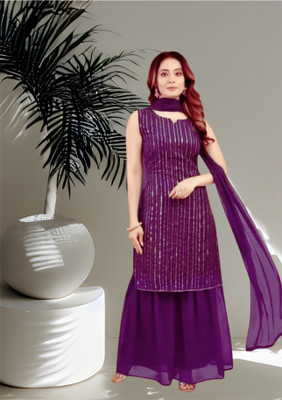 H V COLLECTION Women Kurta Sharara Dupatta Set