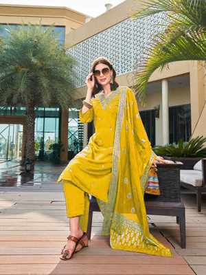 SRCRIATION Embroidered Kurta, Trouser/Pant & Dupatta Set