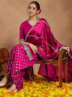 Janasya Women Kurti Sharara Dupatta Set