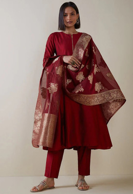 Dwarros Women Ethnic Top Pant Dupatta Set