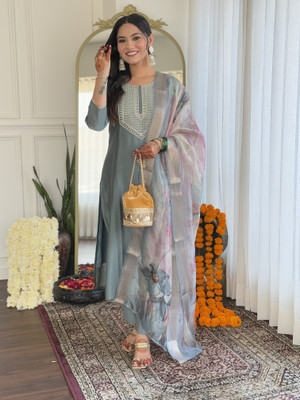 KYADA FAB Embroidered Kurta, Trouser/Pant & Dupatta Set