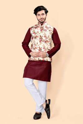 PARALLEL TIMES Men Kurta Pyjama Ethnic Jacket Set