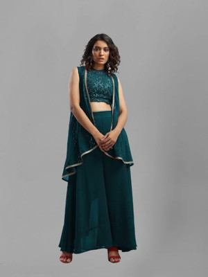 Camerfly Women Crop Top Sharara Dupatta Set