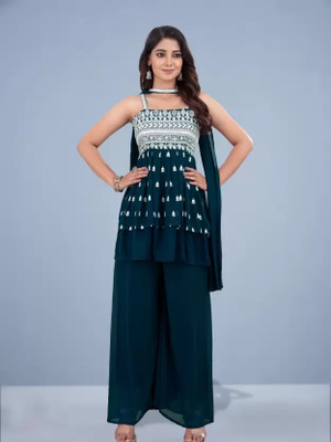 GREENERA Creation Women Embroidered A-line Kurta(Green)