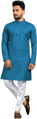 Vibhuti Men Solid Straight Kurta(Blue)