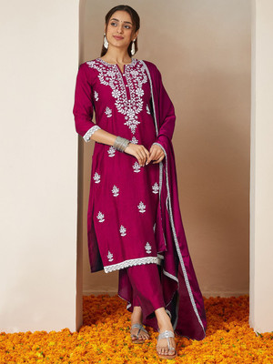 Janasya Women Kurti Pant Dupatta Set