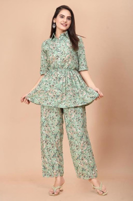 Mirosellycreation Women Ethnic Top Pant Set