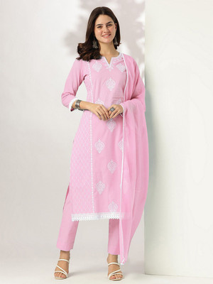 Janasya Women Kurta Pant Dupatta Set