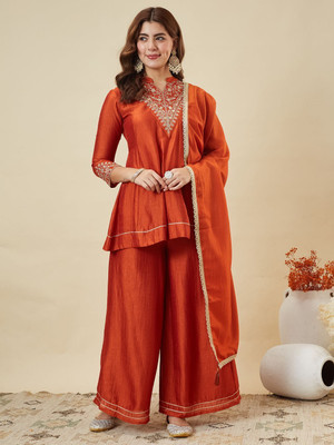 MOKOSH Women Kurti Palazzo Dupatta Set
