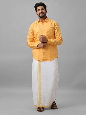 VIVEAGHAM Men Shirt Dhoti Set