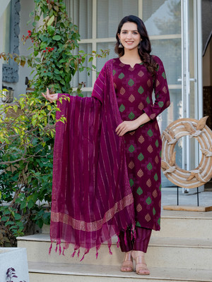 TextileCloth Printed Kurta, Trouser/Pant & Dupatta Set
