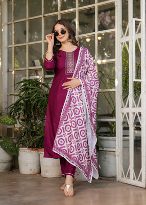 CLIW Embroidered Kurta, Trouser/Pant & Dupatta Set