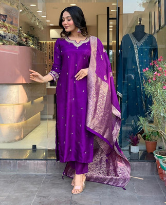 kiwastudio Embroidered Kurta, Trouser/Pant & Dupatta Set