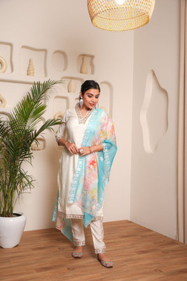 BRESIYAR Embroidered Kurta, Trouser/Pant & Dupatta Set