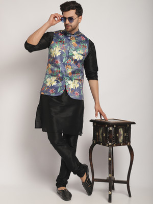 kaifoo Men Kurta Churidar Ethnic Jacket Set