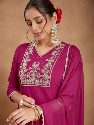 Janasya Women Kurti Sharara Dupatta Set