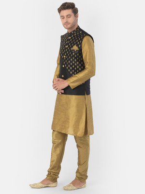 DEYANN Men Kurta Churidar Ethnic Jacket Set