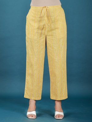 Aramya Comfort Fit Women Yellow Trousers