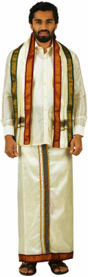 Prakasam Cotton Men Shirt Dhoti Dupatta Set