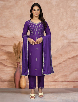 REKSO Embroidered Kurta, Trouser/Pant & Dupatta Set