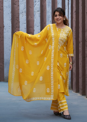 Yash Gallery Women Kurta Palazzo Dupatta Set