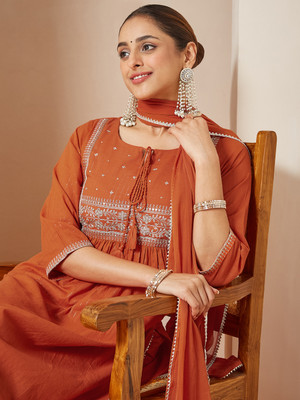 Janasya Women Kurti Pant Dupatta Set