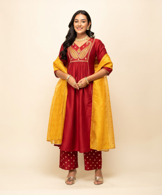 FIORRA Women Kurta Palazzo Dupatta Set