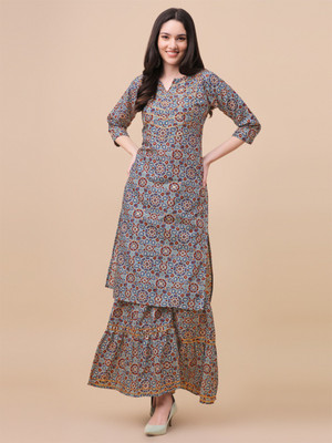 DERIFA Women Kurta Palazzo Set