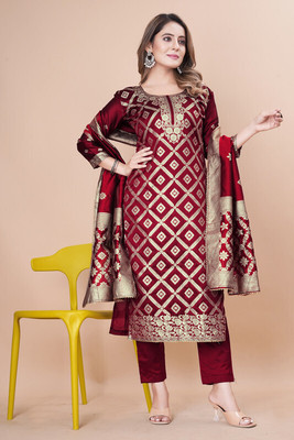 SAUMYA CREATIONS Art Silk Self Design Kurta & Churidar Material